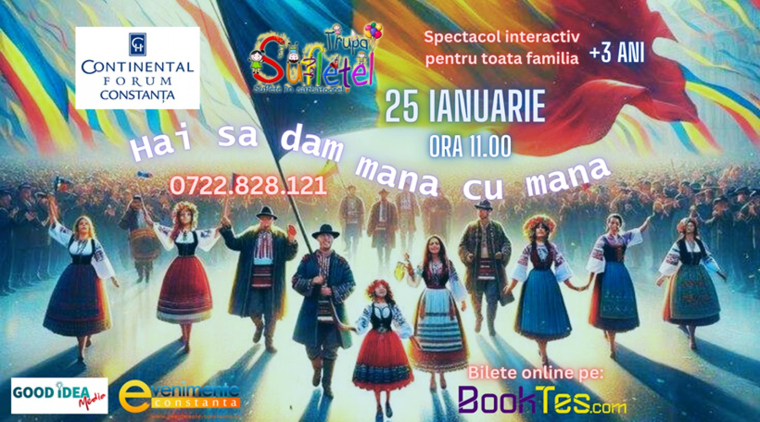 25 ianuarie: HAI SĂ DĂM MÂNĂ CU MÂNĂ - spectacol interactiv Trupa Suflețel